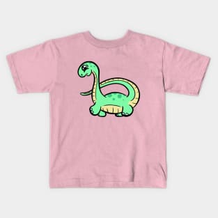 Cute Green diplodocus dinosaur cartoon character Kids T-Shirt